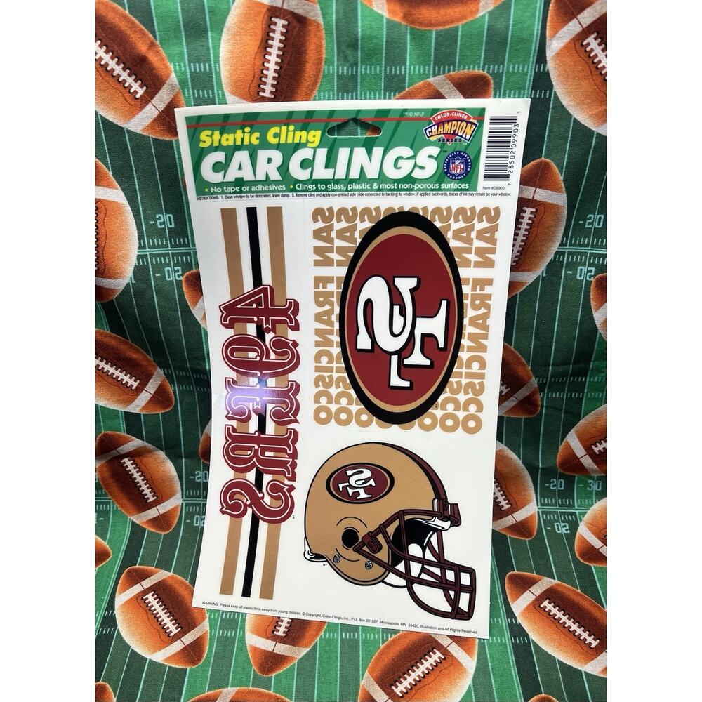 Vintage NFL San Francisco 49ers Static Reusable Car Clings - Clear Window Decals